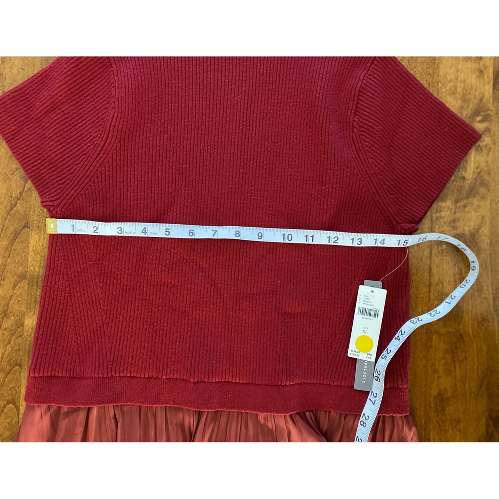Anthropologie Thea Twofer Sweater Dress Short Sleeve Mini Edition Red XL NWT - Picture 7 of 8
